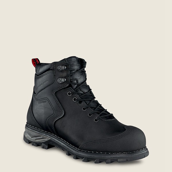 Mens Red Wing Burnside - 6-inch Waterproof Toe - Safety Boots Black - VRD079841